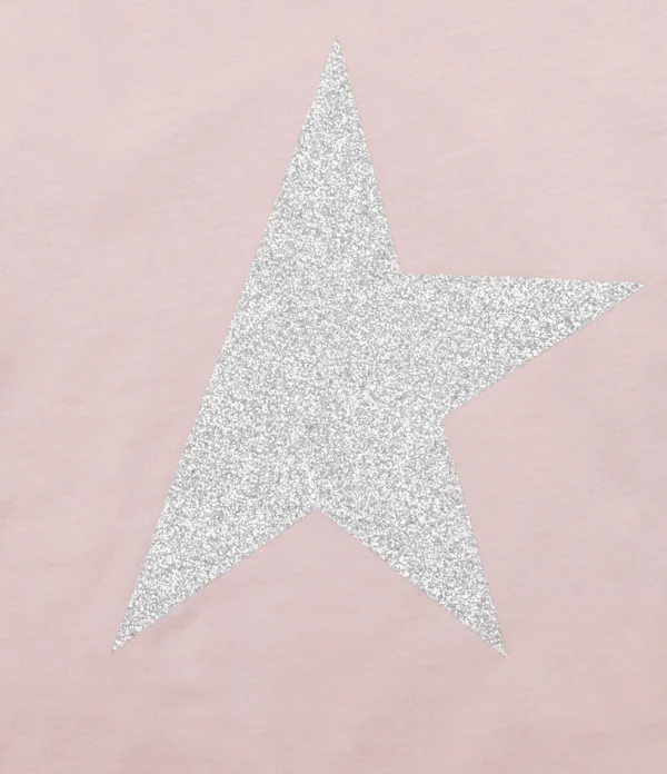 meilleure qualité Golden Goose Tee-shirt Enfant Star Manches Longues Coton Rose Argenté 3