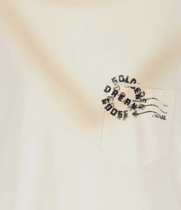 Golden Goose Tee-shirt Journey Homme Coton Écru magasin en ligne france 3