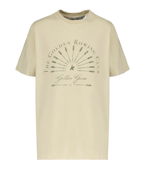 Top ventes Golden Goose Tee-shirt Journey Coton Beige 1