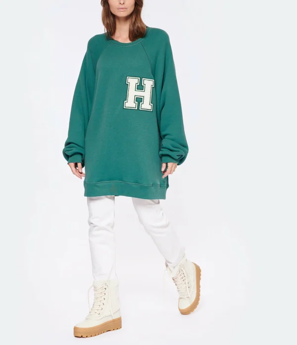 shopping pas cher HALFBOY Sweatshirt Crew Over Patch Coton Vert 4