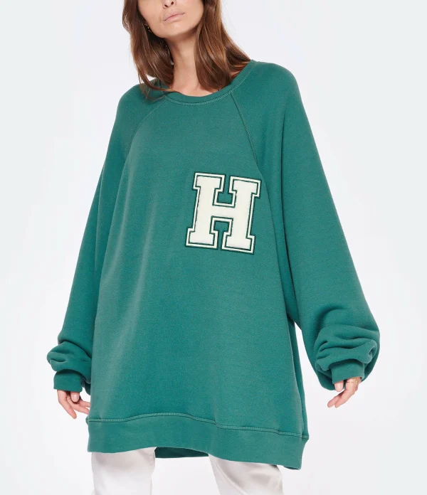 shopping pas cher HALFBOY Sweatshirt Crew Over Patch Coton Vert 3