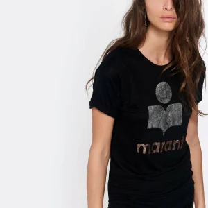 magasin pour MARANT ÉTOILE Tee-shirt Koldi Lin Noir Argenté Rose 10