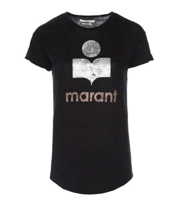 magasin pour MARANT ÉTOILE Tee-shirt Koldi Lin Noir Argenté Rose 1