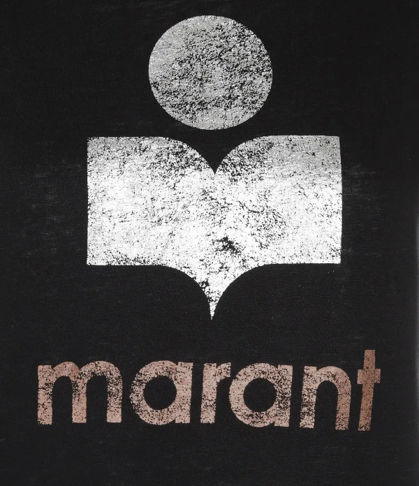 magasin pour MARANT ÉTOILE Tee-shirt Koldi Lin Noir Argenté Rose 3