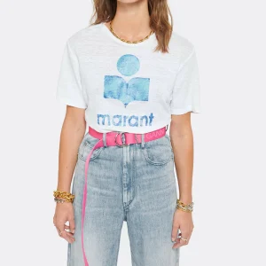 nouveau produit MARANT ÉTOILE Tee-shirt Zewel Lin Blanc Bleu 11