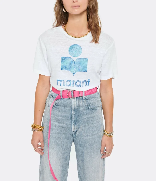 nouveau produit MARANT ÉTOILE Tee-shirt Zewel Lin Blanc Bleu 4