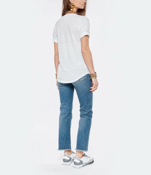 outlet MARANT ÉTOILE Tee-shirt Koldi Lin Blanc Bleu 6