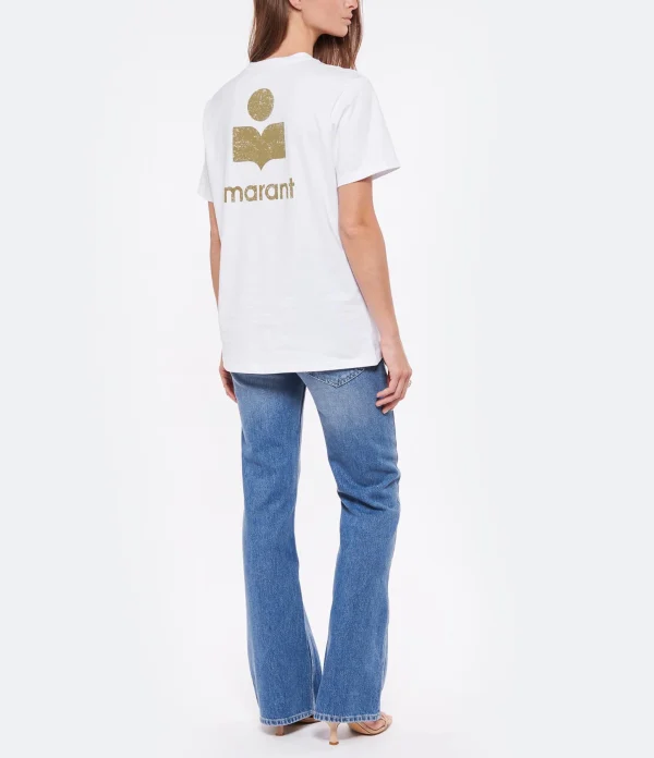 en france MARANT ÉTOILE Tee-shirt Zewel Coton Organique Blanc Kaki 5