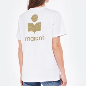 en france MARANT ÉTOILE Tee-shirt Zewel Coton Organique Blanc Kaki 11