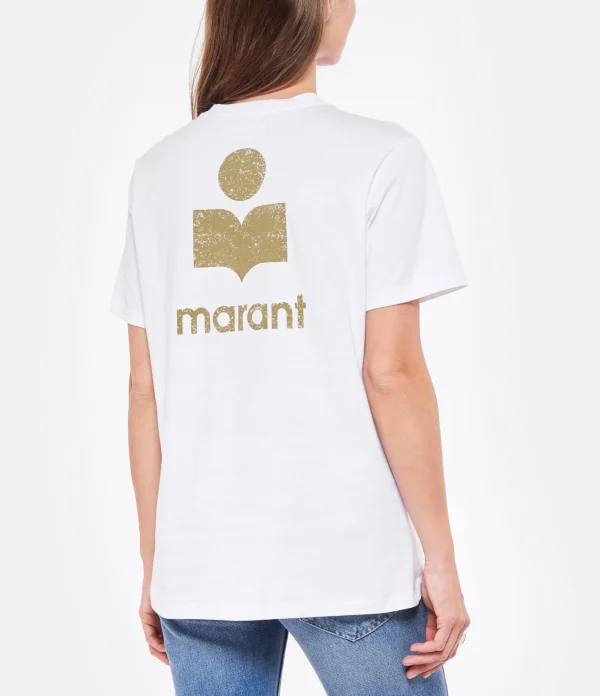 en france MARANT ÉTOILE Tee-shirt Zewel Coton Organique Blanc Kaki 4