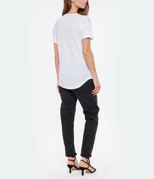 Boutique MARANT ÉTOILE Tee-shirt Koldi Lin Blanc Noir 6