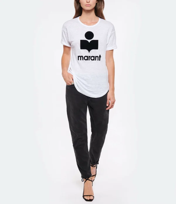 Boutique MARANT ÉTOILE Tee-shirt Koldi Lin Blanc Noir 5