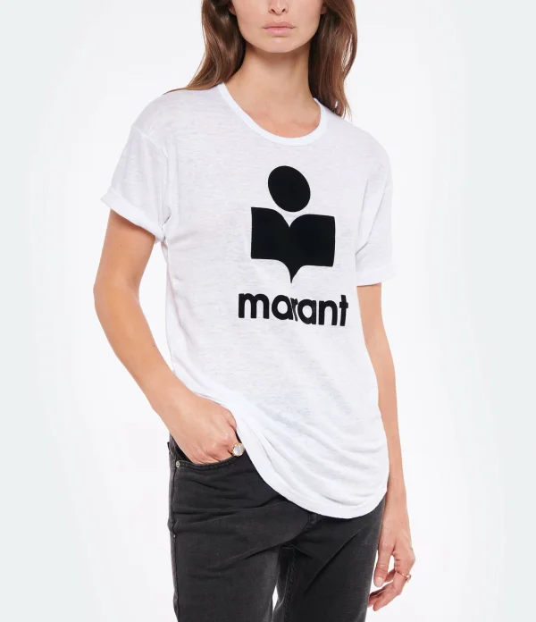 Boutique MARANT ÉTOILE Tee-shirt Koldi Lin Blanc Noir 4