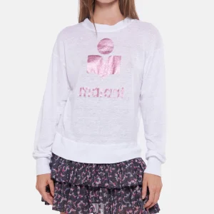 MARANT ÉTOILE Tee-shirt Klowia Lin Blanc Rose soldes en ligne 12