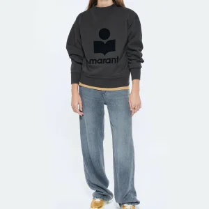 MARANT ÉTOILE Sweatshirt Moby Coton Noir Délavé qualité supérieure 15