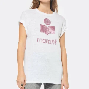 MARANT ÉTOILE Tee-shirt Zewel Lin Rose Blanc soldes en ligne 8