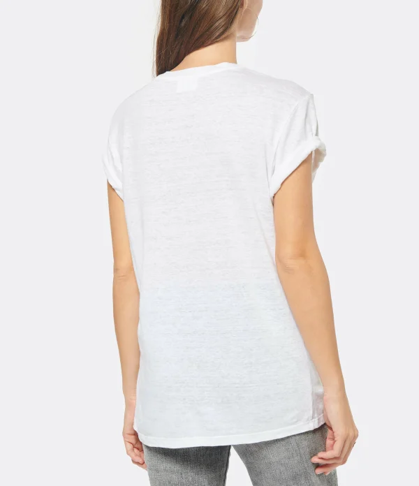 MARANT ÉTOILE Tee-shirt Zewel Lin Rose Blanc soldes en ligne 5