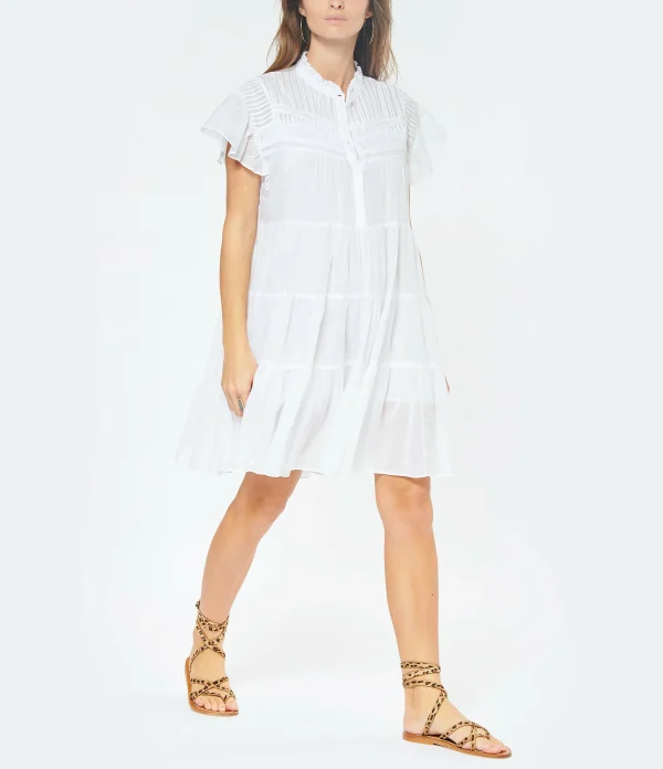 qualité supérieure MARANT ÉTOILE Robe Lanikaye Coton Blanc 4