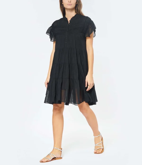 en solde MARANT ÉTOILE Robe Lanikaye Coton Noir 4