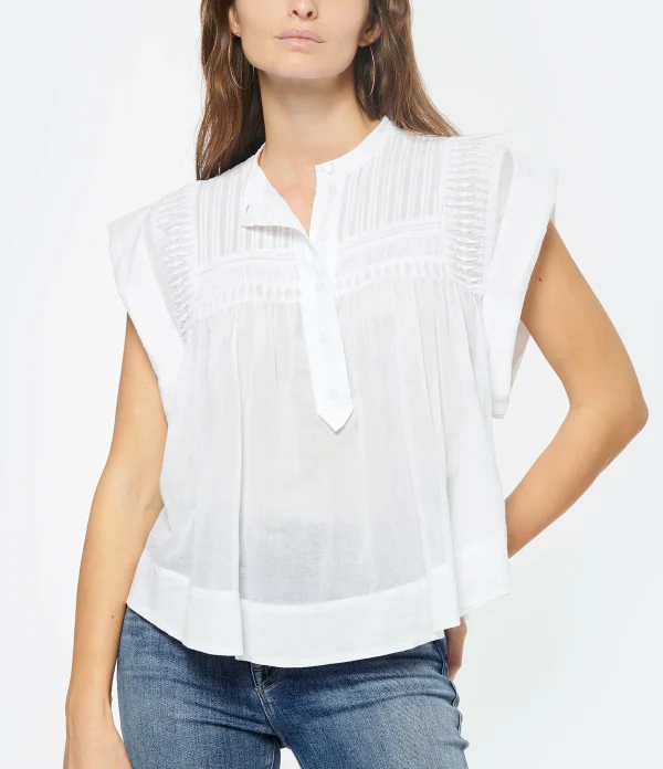 MARANT ÉTOILE Top Leaza Coton Blanc Officielle 4