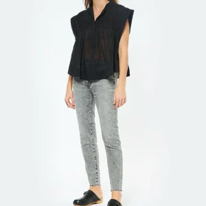 MARANT ÉTOILE Top Leaza Coton Noir de garantie authentique 13