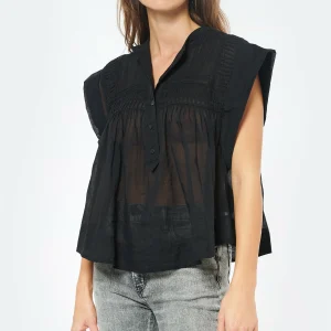 MARANT ÉTOILE Top Leaza Coton Noir de garantie authentique 15