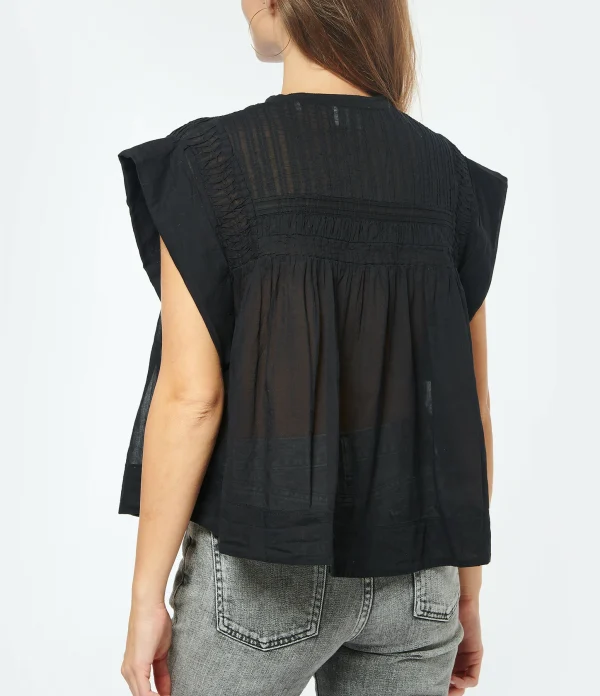 MARANT ÉTOILE Top Leaza Coton Noir de garantie authentique 4