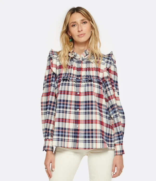 mode pas chere MARANT ÉTOILE Chemise Idety Coton Bleu Rouge 4