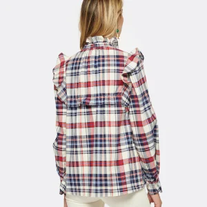 mode pas chere MARANT ÉTOILE Chemise Idety Coton Bleu Rouge 15