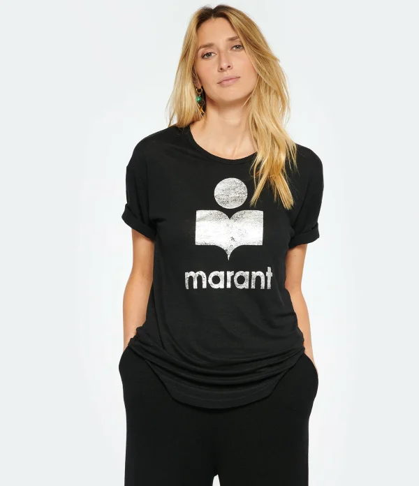 MARANT ÉTOILE Tee-shirt Koldi Lin Noir Argenté vente en ligne 5