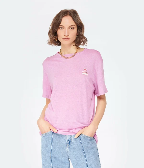 MARANT ÉTOILE Tee-shirt Zewel Lin Lilas Vente 4