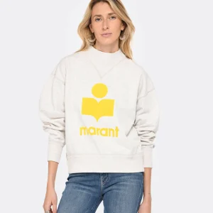 MARANT ÉTOILE Sweatshirt Moby Coton Écru Jaune grande promotion 11