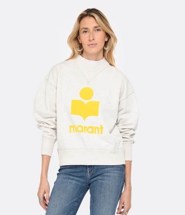 MARANT ÉTOILE Sweatshirt Moby Coton Écru Jaune grande promotion 4