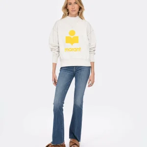 MARANT ÉTOILE Sweatshirt Moby Coton Écru Jaune grande promotion 15