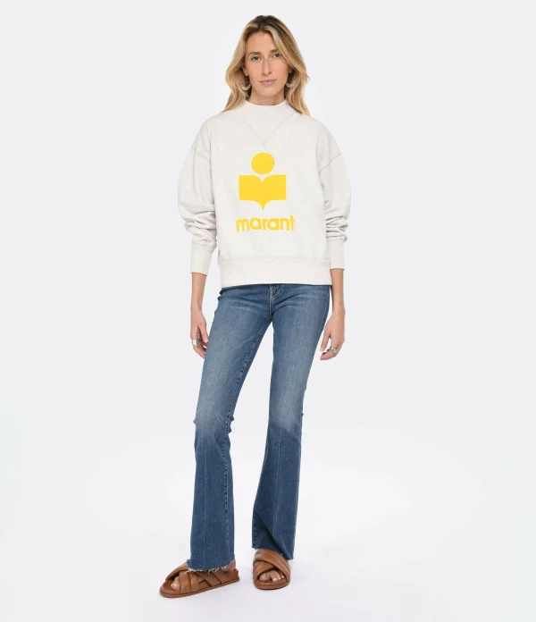 MARANT ÉTOILE Sweatshirt Moby Coton Écru Jaune grande promotion 6