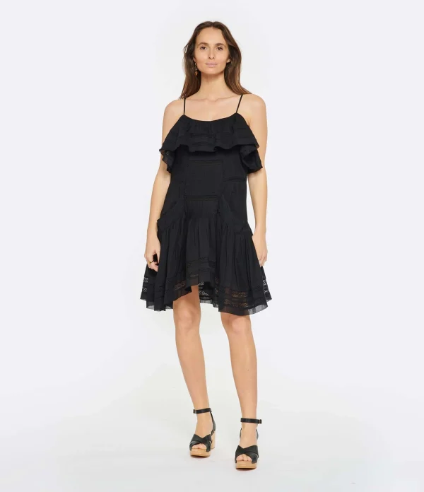 MARANT ÉTOILE Robe Moly Coton Noir Nouveau 4