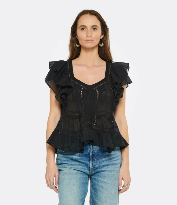 MARANT ÉTOILE Top Madrana Coton Noir Nouveau 4