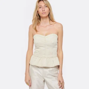 MARANT ÉTOILE Top Solizinia Coton Écru mode pas chere 8