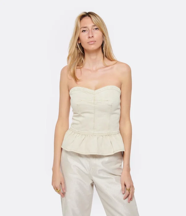 MARANT ÉTOILE Top Solizinia Coton Écru mode pas chere 3