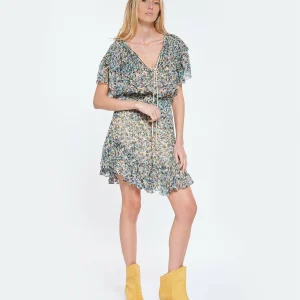 vente en ligne pas cher MARANT ÉTOILE Robe Florise Imprimé Vert Écru 10