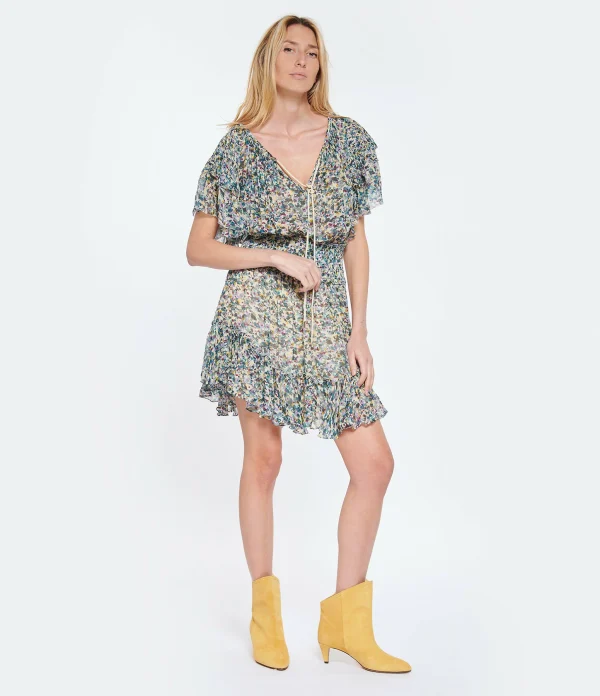 vente en ligne pas cher MARANT ÉTOILE Robe Florise Imprimé Vert Écru 4