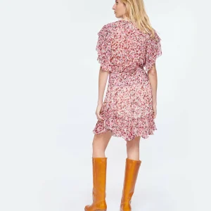 MARANT ÉTOILE Robe Florise Imprimé Framboise Écru Boutique 12