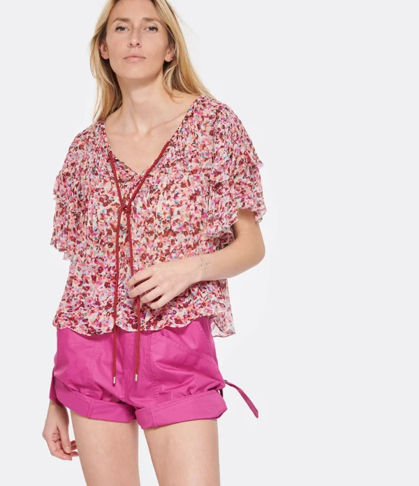 MARANT ÉTOILE Top Fapani Imprimé Framboise Écru boutique 4