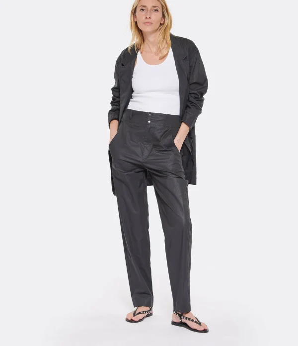 MARANT ÉTOILE Pantalon Faliana Coton Noir haute qualité 4