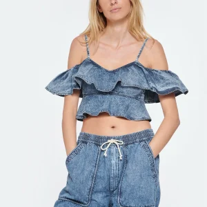 MARANT ÉTOILE Top Voloteo Coton Bleu site pas cher 9