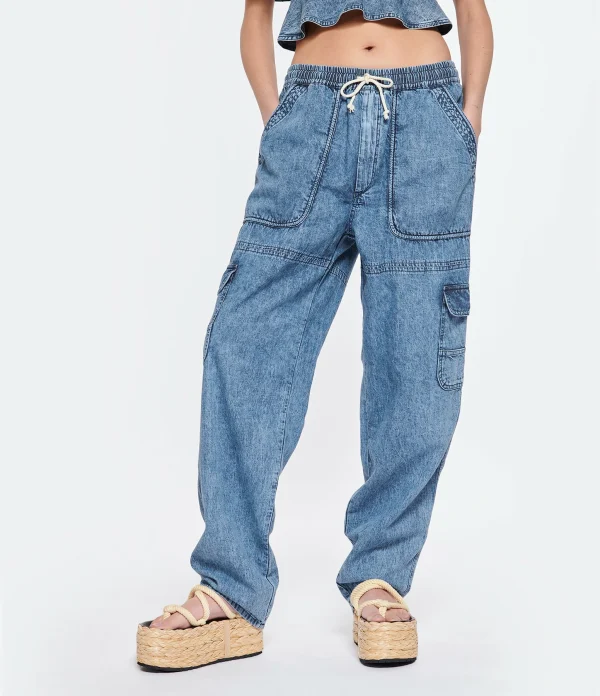 magasin en ligne MARANT ÉTOILE Pantalon Viamao Coton Bleu 4