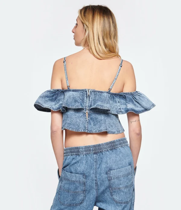 MARANT ÉTOILE Top Voloteo Coton Bleu site pas cher 5