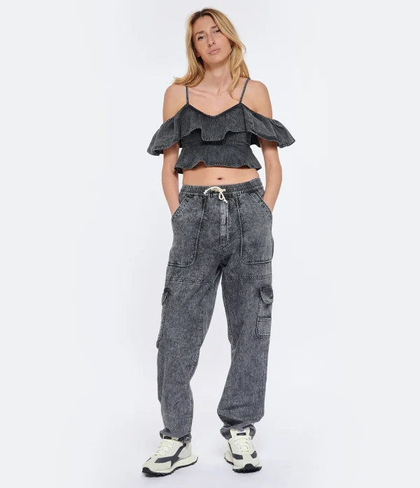 outlet MARANT ÉTOILE Pantalon Viamao Coton Gris 4