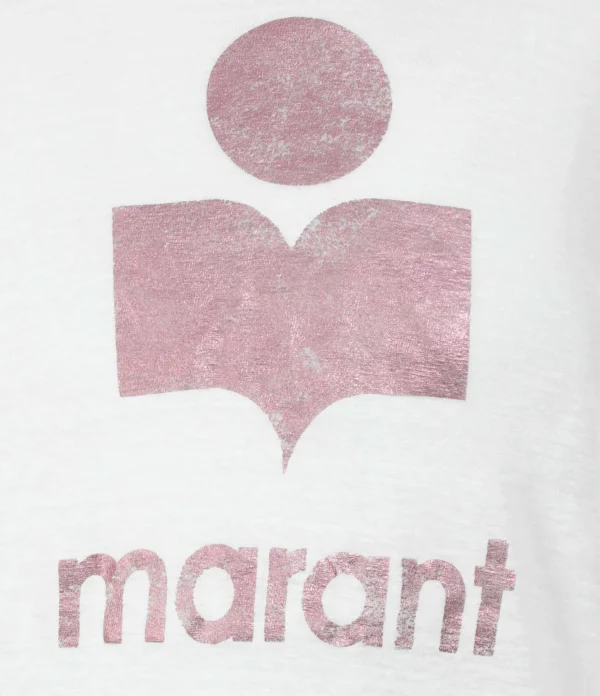 MARANT ÉTOILE Tee-shirt Klowia Lin Blanc Rose soldes en ligne 3