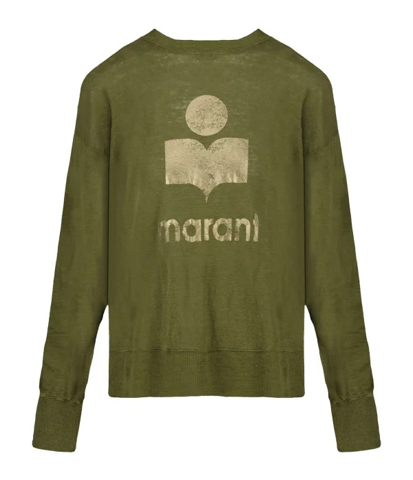 MARANT ÉTOILE Tee-shirt Klowia Lin Kaki Doré magasin solde 1